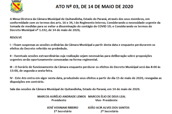 ATO Nº 03, DE 14 DE MAIO DE 2020
